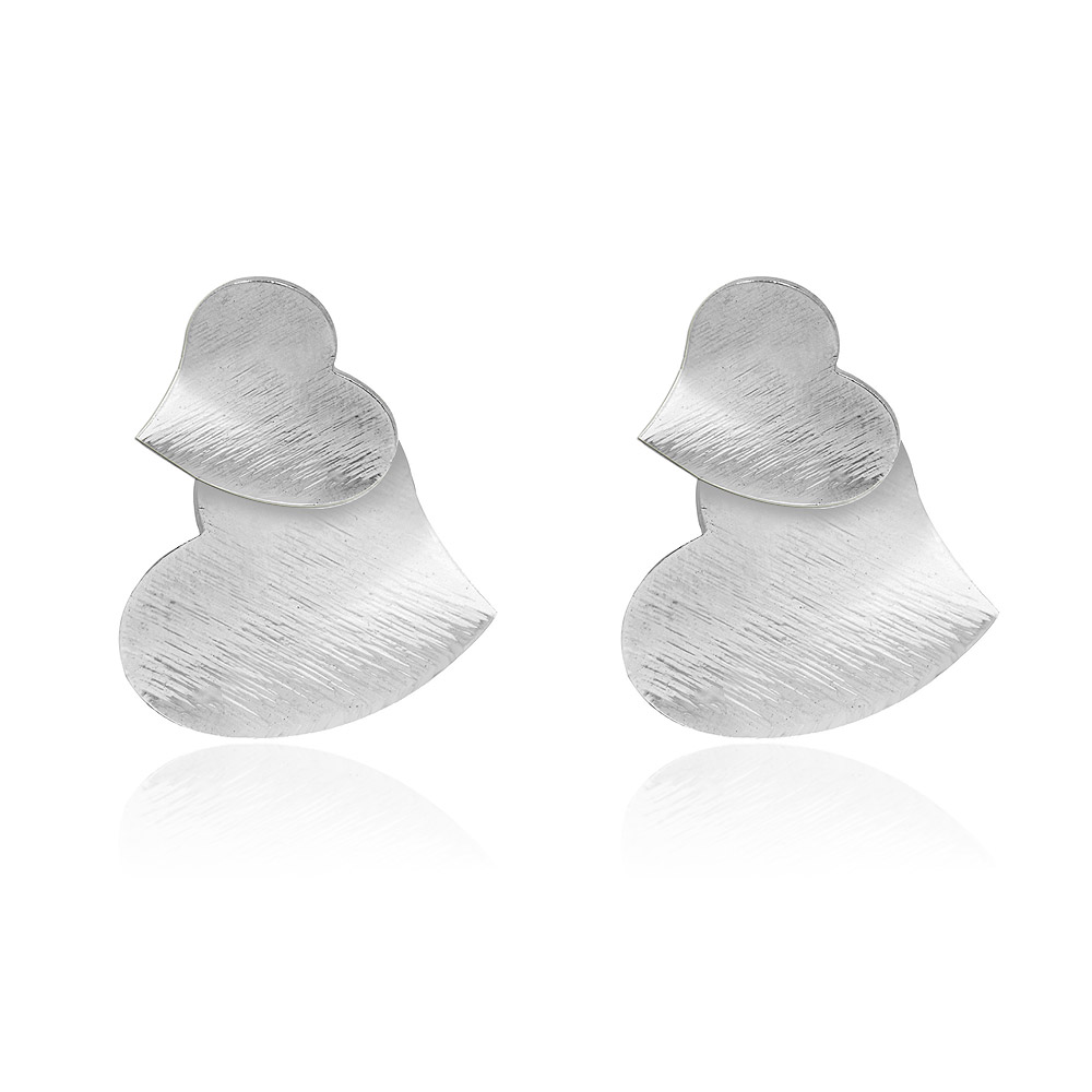 Double Heart Stud Polished Earrings